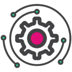 Icoon van een tandwiel die de technische uitvoering van Quertum symboliseert.