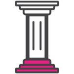 Een illustratie van een pilaar die de twee pijlers van de communicatie van de verzekeraar symboliseren.